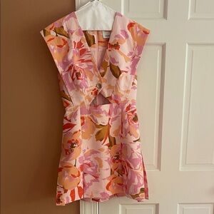 Acler Pink and Orange Floral Mini Dress